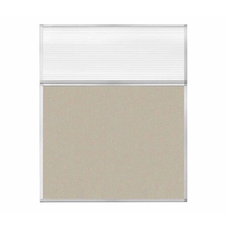 Versare Hush Panel Configurable Cubicle Partition 5' x 6' W/ Window Sand Fabric Clear Fluted Window 1852516